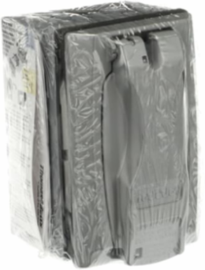 GFCI Outlet Box Kit 18 Cubic Inches, 4-3/4 Inch x 3 Inch, 1/2 Inch Hub, Gray