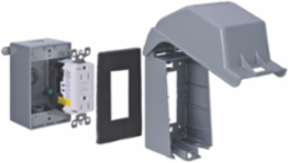 GFCI Weather-Resistant Outlet Box Kit, 4.565 Inch x 2.815 Inch x 2 Inch, Gray Metal