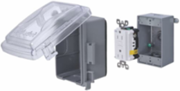 GFCI Outlet Box Kit, 18 Inch³, Aluminum Alloy and Polycarbonate, Gray