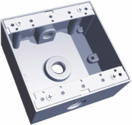 Weatherproof Outdoor Box 2 Gang 3 Inch x 1/2 Inch Silver Aluminum 31 Cubic Inches
