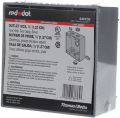2 Gang Weatherproof Outdoor Box 31 Cubic Inches Hub Size 1/2 Inch Aluminum Silver