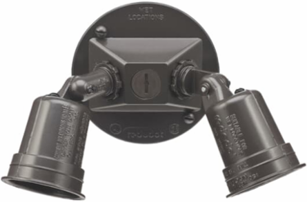 2 Lamp Holders Round Cover Bronze, 150W Power, 3-Hole Gasket
