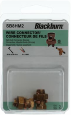 Split Bolt Connector - 8 Stranded to 10 Solid Range, Bronze, Pack of 2