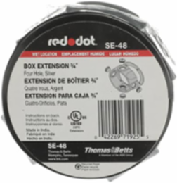 Round Extension Ring 4-1/8 Inch Diameter 1-5/8 Inch Deep Aluminum with 4 Outlets