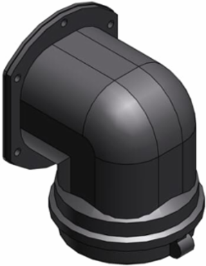 FITTING PA6 NW56 FLANGE 90D GRY