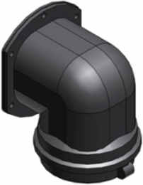 FITTING PA6 NW56 FLANGE 90D GRY