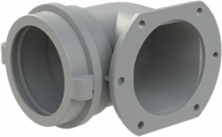 FITTING PA6 NW70 FLANGE 90D GRY