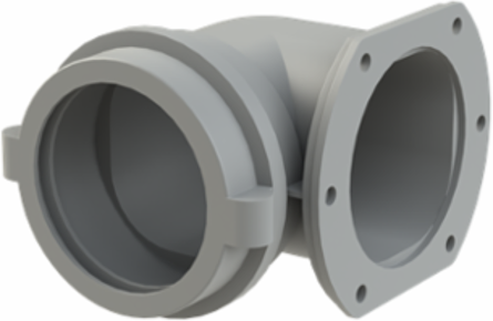 FITTING PA6 NW70 FLANGE 90D GRY