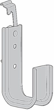 Cable Support Hook 1-5/16 Inch Steel, 100 lb Capacity, Clips to 3/8 Inch Rod