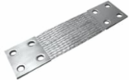 Standard Flexible Braid Connector, 10 Inch Length, Tin-Plated Copper, 4-Hole NEMA Pads