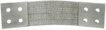 Flexible Braid Connector 16 Inch, Tin-Plated Copper, 4-Hole NEMA Pads