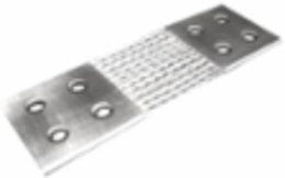 Flexible Braid Connector 16 Inch, Tin-Plated Copper, 4-Hole NEMA Pads