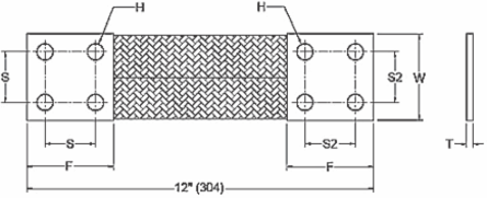 Standard Flexible Braid Connector 4 Inch, 356 mm Long, Tin-Plated Copper