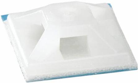 4-Way Mounting Base 2 Inch x 2 Inch Natural Nylon, Adhesive/Screw Mount