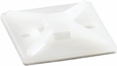 Four-Way Adhesive Mounting Base 1.13 Inch x 1.13 Inch Natural Nylon, Self-Adhesive