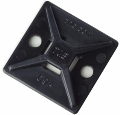 Four-Way Adhesive Mounting Base 1.13 Inch Black Nylon Weather Resistant