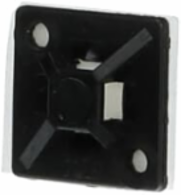 4-Way Adhesive Mounting Base 0.75 Inch Black Nylon, UV Resistant, 100 Pack
