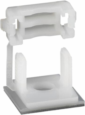 Reusable Latching Cable Clamp, 0.98 Inch x 0.98 Inch, Natural Nylon, Adhesive Mount