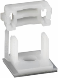 Reusable Latching Cable Clamp, 0.98 Inch x 0.98 Inch, Natural Nylon, Adhesive Mount