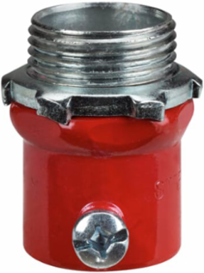1/2 Inch Insulated Steel EMT Set Screw Connector, Red