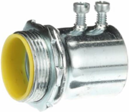 Insulated Set Screw Connector 1-1/4 Inch for EMT Conduit, Zinc Plated Steel