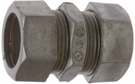 Compression Coupling 1/2 Inch EMT, Zinc Die Cast, Concrete Tight