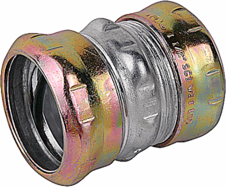 Raintight EMT Conduit Compression Coupling, 1-1/4 Inch, Zinc Plated Steel