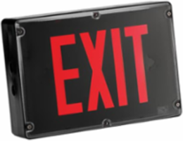 LED Exit Sign, PVC, Black Housing, 120-347V AC/6-48V DC