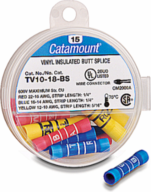 Insulated Vinyl Butt Splice Kit, Wire Range 22-16 to 12-10, 600V