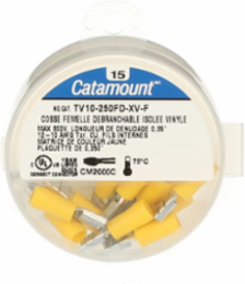 Vinyl Insulated Female Disconnect, 12-10 AWG, Tab Size .250 Inch, Yellow