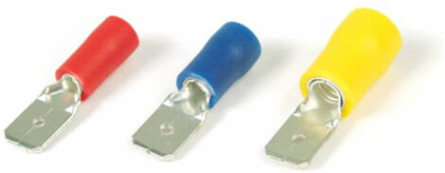Vinyl Insulated Male Disconnect 12-10 AWG, 0.35 Inch Strip, Tab Size 0.250 Inch