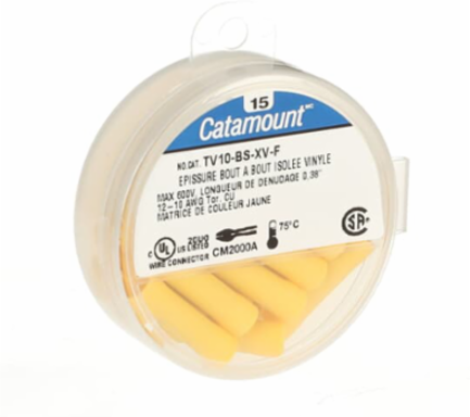 Vinyl Insulated Butt Splice, 12-10 AWG, Yellow, 600 V