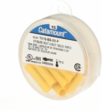 Vinyl Insulated Butt Splice, 12-10 AWG, Yellow, 600 V