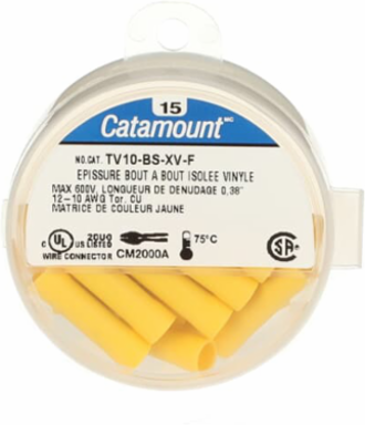 Vinyl Insulated Butt Splice, 12-10 AWG, Yellow, 600 V
