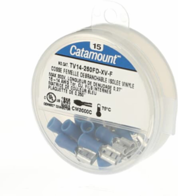 Vinyl Insulated Female Disconnect 16-14 AWG, Blue, Tab Size .250 Inch