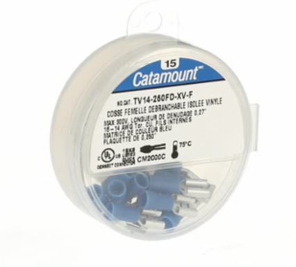 Vinyl Insulated Female Disconnect 16-14 AWG, Blue, Tab Size .250 Inch
