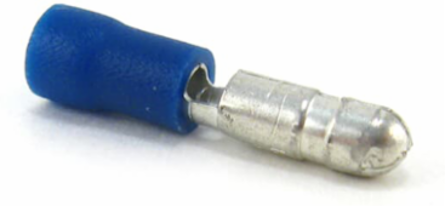 Vinyl Insulated Male Bullet Disconnect 16-14, Blue, Brass with Copper Sleeve