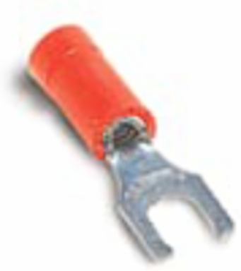 Vinyl Insulated Locking Fork Terminal 16-14 AWG, #6 Bolt Hole, 600 V