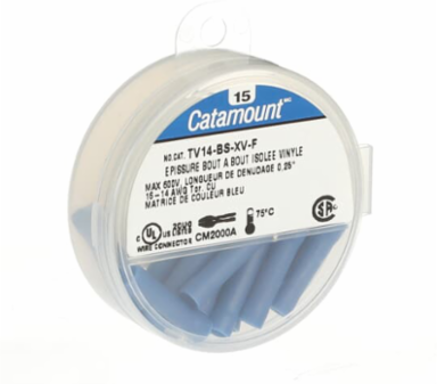 Vinyl Insulated Butt Splice, 16-14 AWG, Blue, 600 V