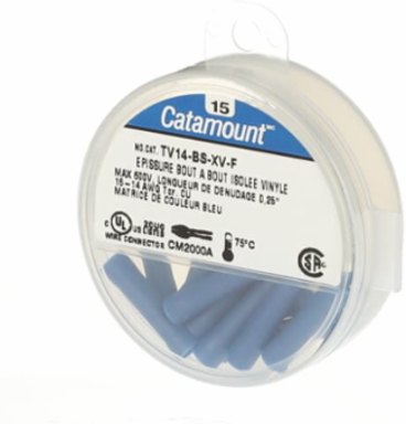 Vinyl Insulated Butt Splice, 16-14 AWG, Blue, 600 V