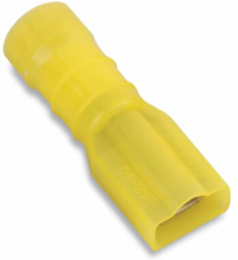 Vinyl Fully Insulated Female Disconnect, 250 Series, Yellow, Brass with Copper Sleeve