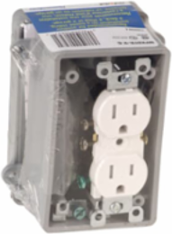Outdoor PVC Weatherproof Duplex Receptacle Kit, Vertical Mount, Gray