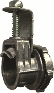 3/8 Inch Saddle-Type Metal Clad Cable Connector, Zinc Die Cast, Clamping Range 0.12-0.63 Inch