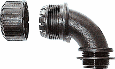90° Elbow Conduit Fitting M20 Thread 20mm IP65 Black Polyamide