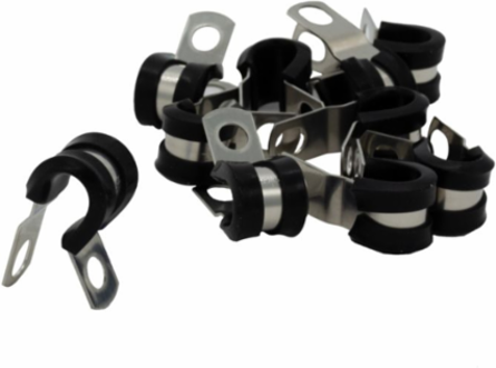 CLAMP STEEL RUBBER-INSUL 1/2"W X 3/8"ID 10PK