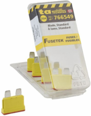 FUSE BLD STD 20A YELLOW 80VDC 5PK