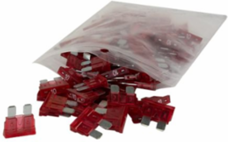 FUSE BLADE LED STANDARD 10AMP RED 100PK