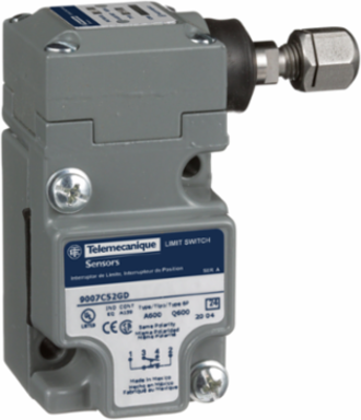 NEMA limit switch, 9007C, heavy duty, compact, steel spring return side plunger, adjustable, 10A, 600V, 1NO/1NC, NEMA 4