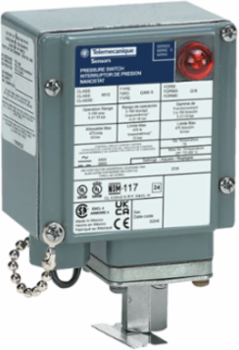 Pressure switch 9012G, adjustable scale, 2 thresholds, 3.0 to 150 PSIG