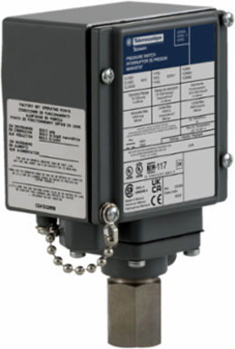 Pressure switch 9012G, adjustable scale, 2 thresholds, 90 to 2900 PSIG